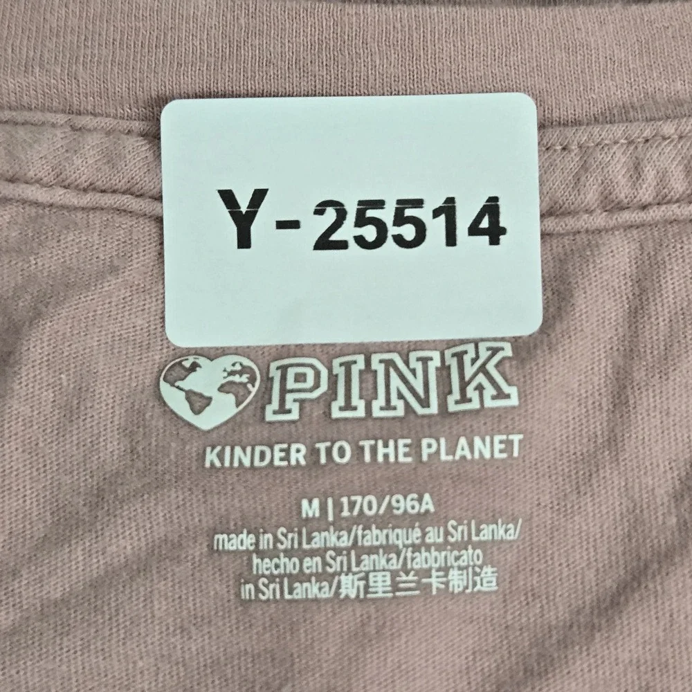 PINK Women Shirt‎ M Logo Pocket Graphic Crew Neck Pullover